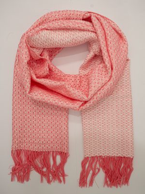 Sciarpa Cotone Bianca e Fucsia Double Face