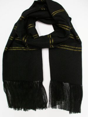Stola Cotone Nero Con Righe Oro