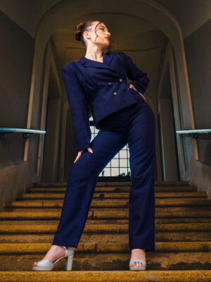 Abito Cerimonia Donna Doppio Petto Blu Navy